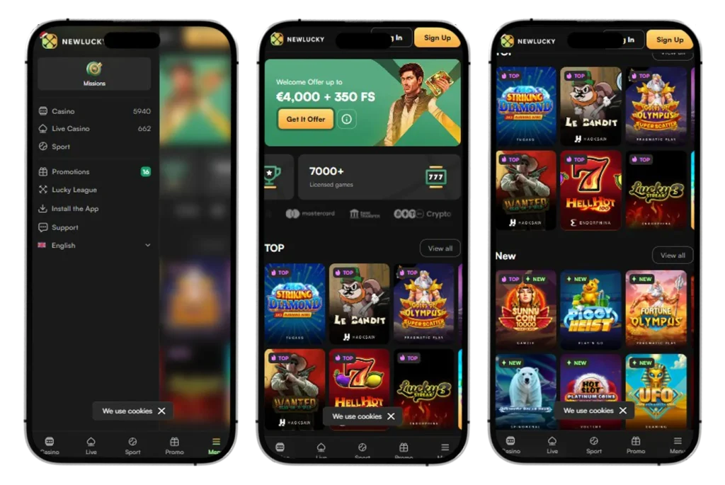 NewLucky Casino Mobiele versie 